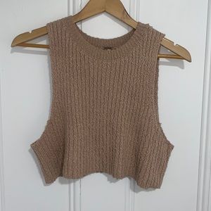 Free People Cropped Ribbed Sleeveless Sweater